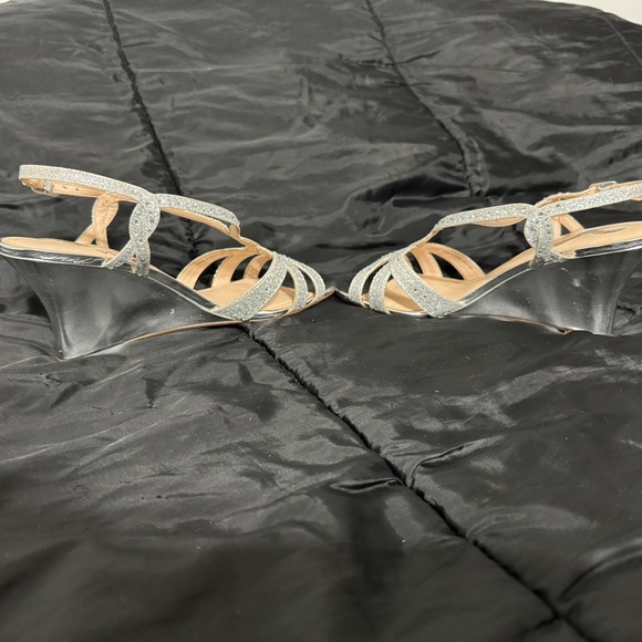 Nina pre owned Strap Silver Wedge Heels With Gems sku 16​ - Picture 6 of 9